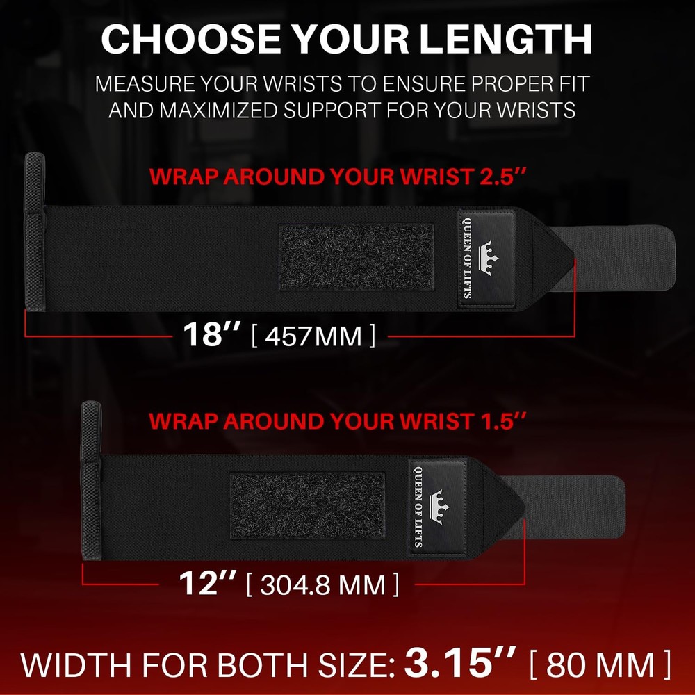 HeavyDuty Weightlifting Wrist Wraps with Thumb Loop – 18" Support for