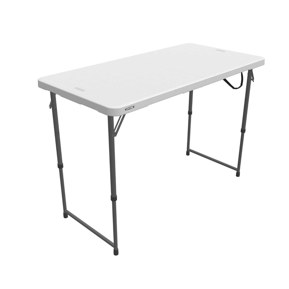 Lifetime Adjustable Height Leg Table 4428 White 4' Fold-in-Half Folding Table