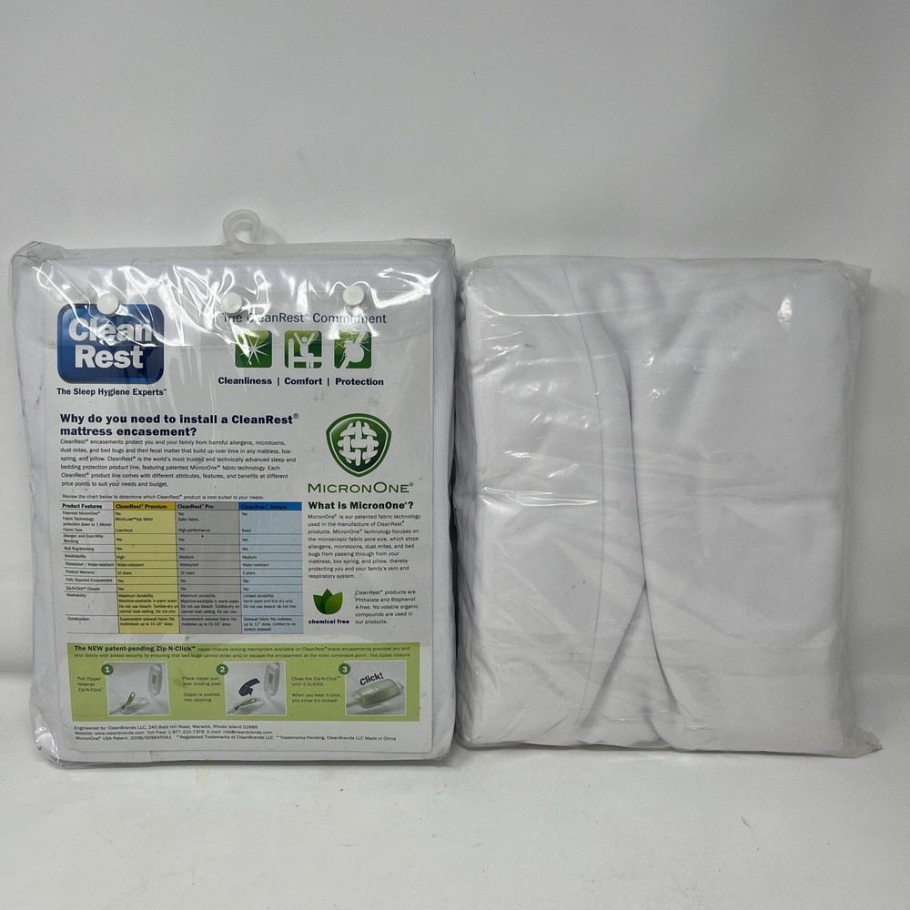 Clean Rest Pro Bug Allergen blocking mattress + Box Spring Encasement
