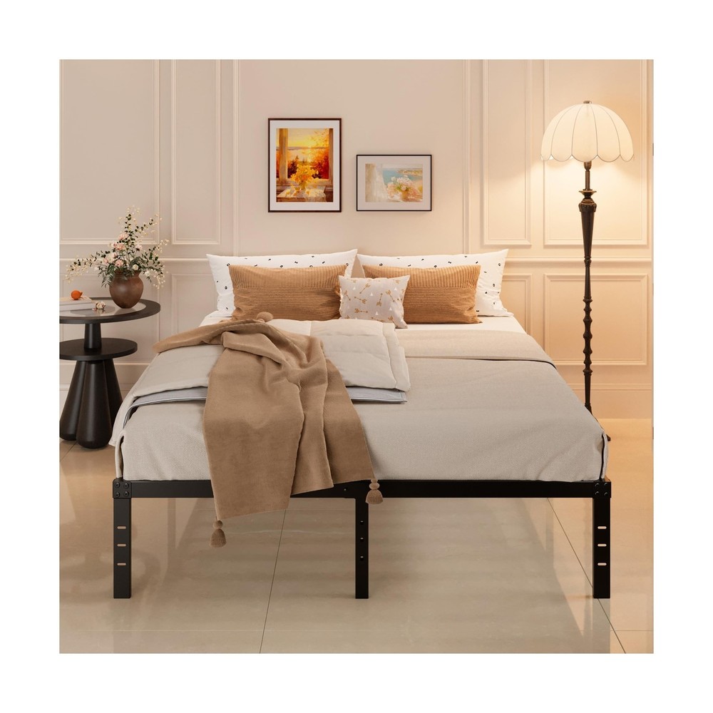 14 Inch Metal Bed Frame Queen Size No Box Spring Needed, Heavy Duty Platform ...