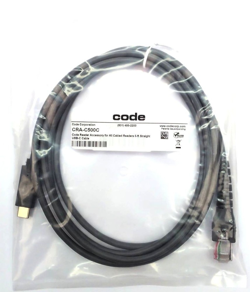Code CR900FD Straight USB-C Cable Barcode Scanner CRA-C500C 6ft Genuine