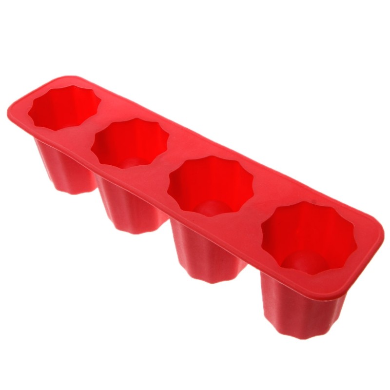 Practical Silicone 4-Cup Shaped Ice Cube Shot Wine Glass Freeze Mold Maker Tool