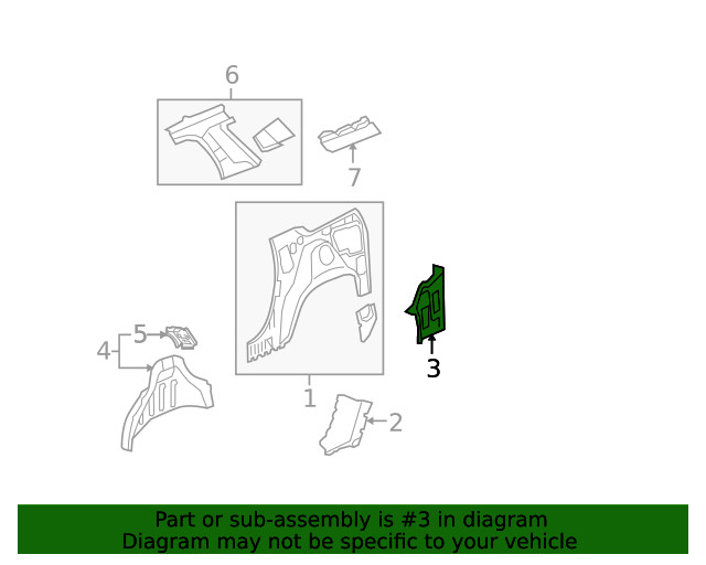 Genuine GM Passenger Side Outer Lower Quarter Panel 15943550