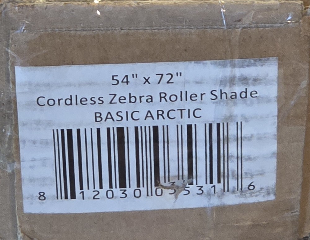 Chicology Cordless Dual Layer Zebra Roller Shade 54" x 72" - Basic Arctic