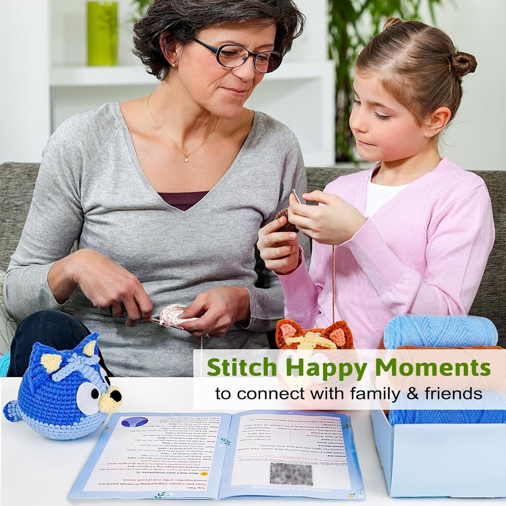 Bluey Crochet Kit for Beginners, with Step-by-Step Video Tutorials (2 Pack)