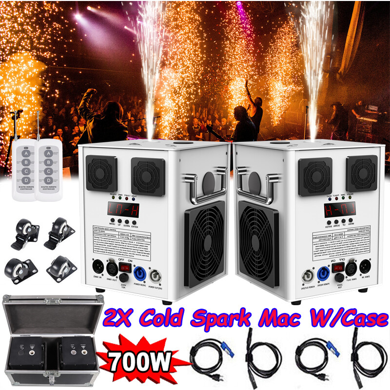 2X 700W Cold Spark Machine Firework Stage Effect DMX Wedding with Flight Case US