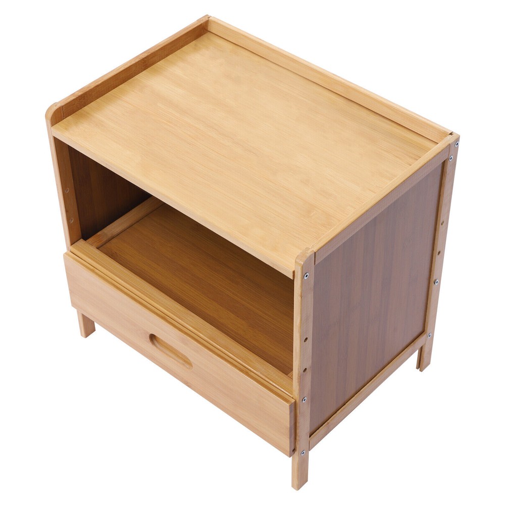 Nightstand End Table w/ pull-out drawer Storage Organizer Bedside Table