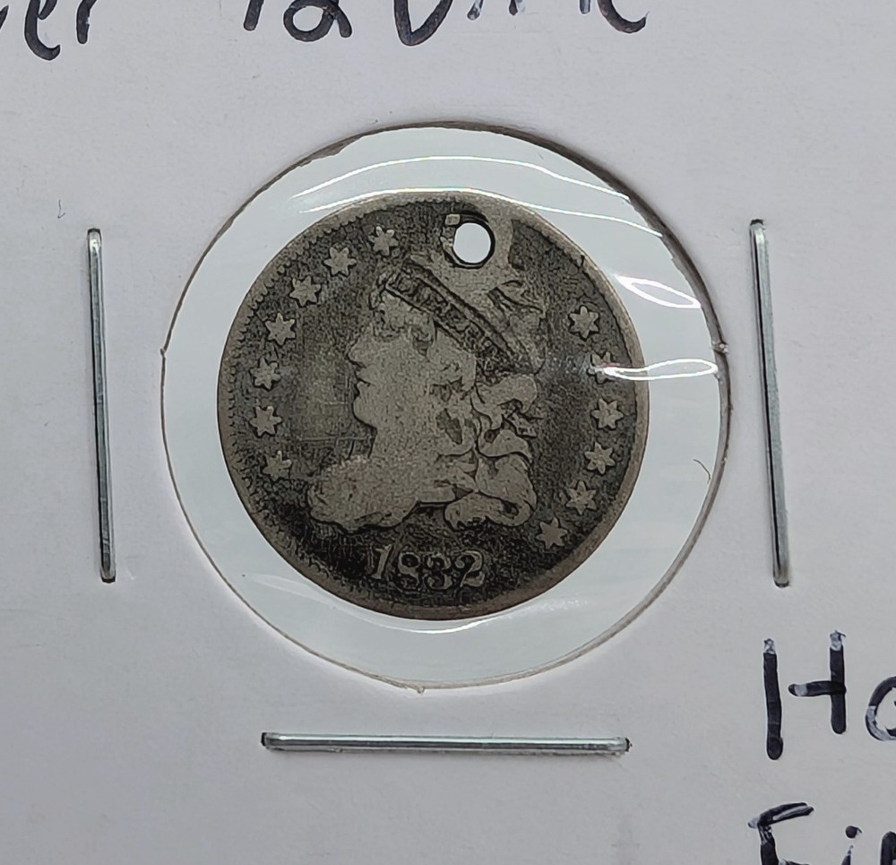 1832- Capped Bust Silver Half Dime- Holed Fine