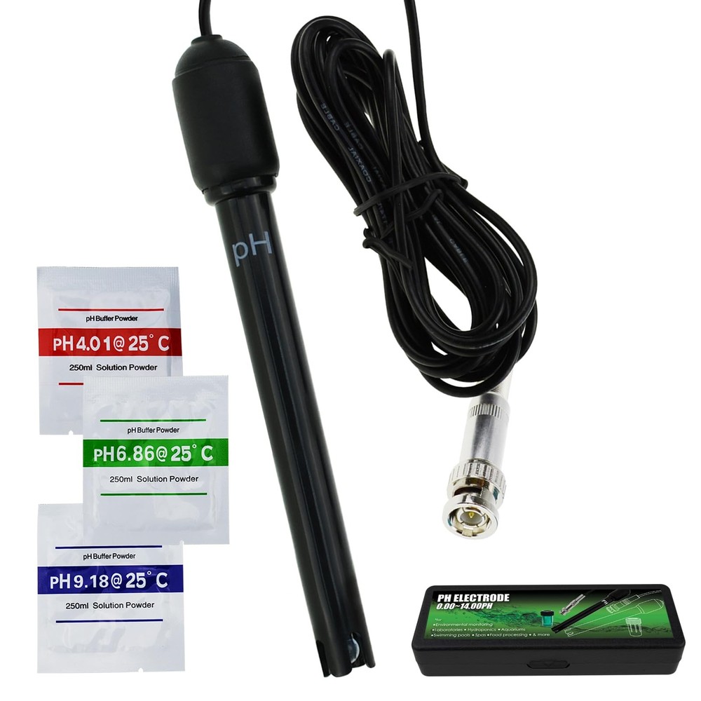 pH Electrode Probe BNC Connector 300cm Cable 014 pH Range Replacement Sensor