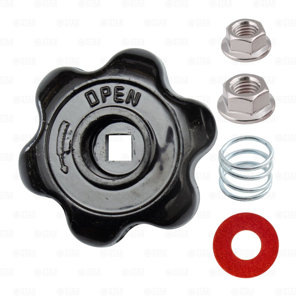 CO2 Tank Replacement Hand Wheel Handle M6 + 1/4" Nut + Spring Set Steel BLACK