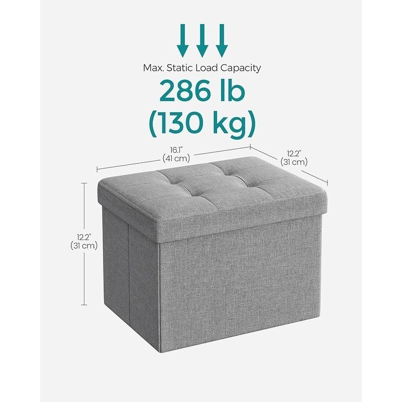 Folding Storage Ottoman Multi-Purpose Organizer Durable Upholstered Seat New