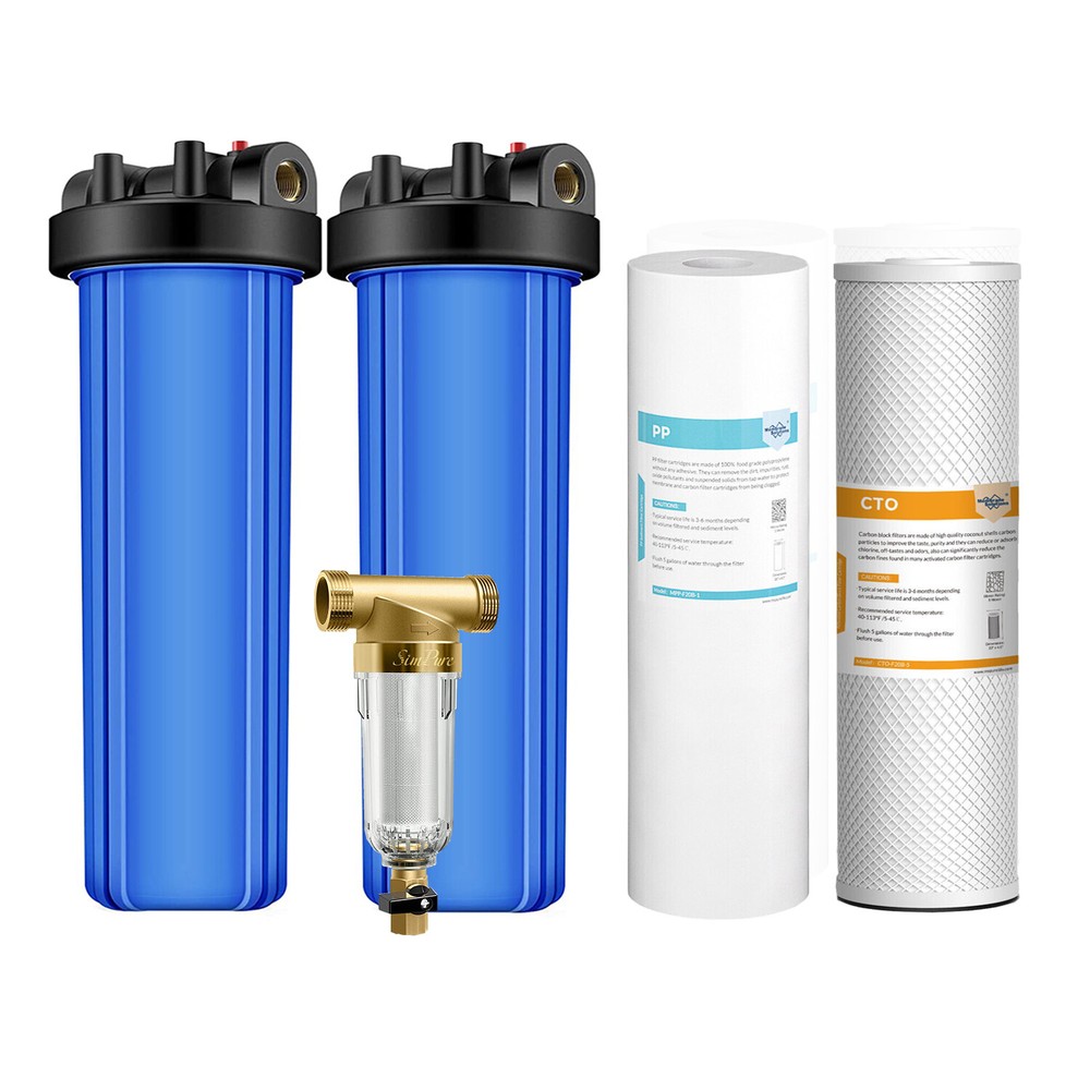 3-Stage 20 Inch Whole House Water Filter Housing Spin Down System with Cartridge