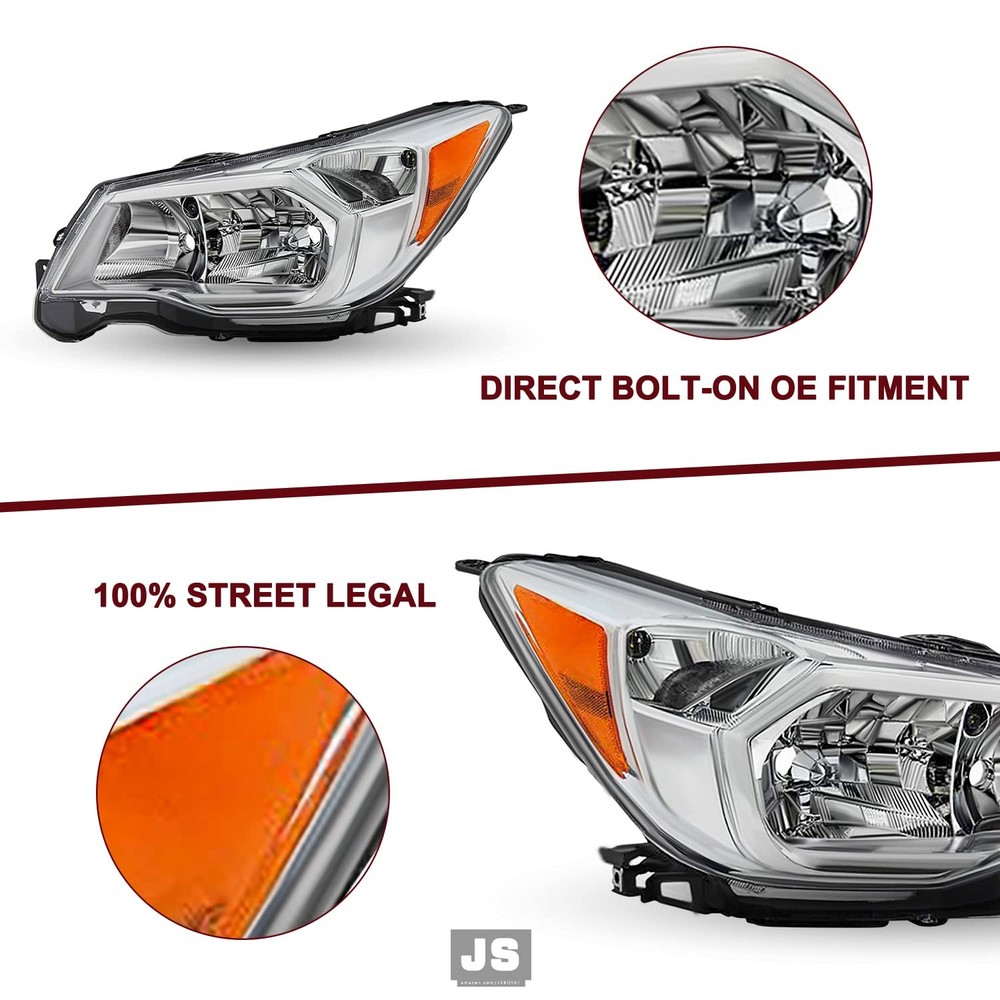 Forester 2014-2016 Halogen Headlight Assembly Left Driver Side Chrome