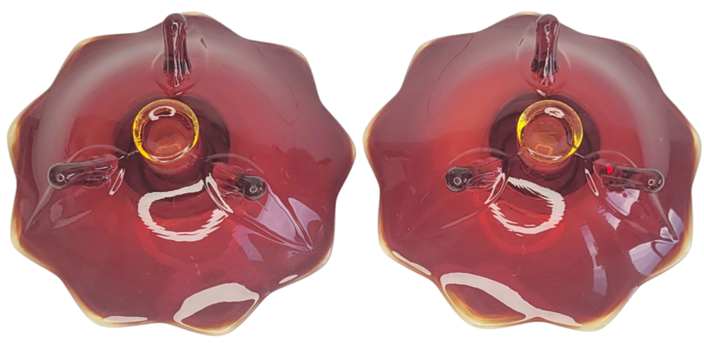 Fenton Glass #848 Ruby Red Single Light Candleholder Pair