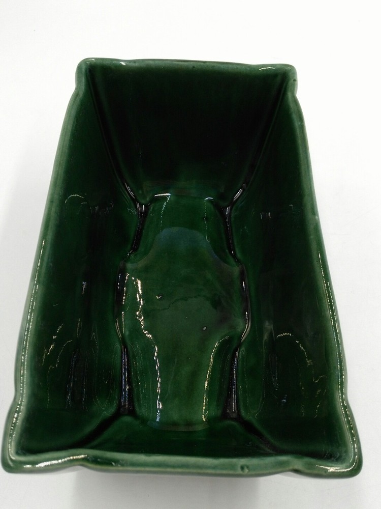 Green Vintage Leaf Design 76-USA Marked Art Pottery Rectangular Planter