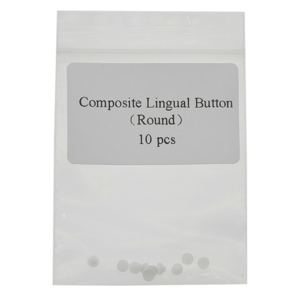 Dental Orthodontic Composite Ceramic Lingual Button Bondable Round Base - 10 Pcs