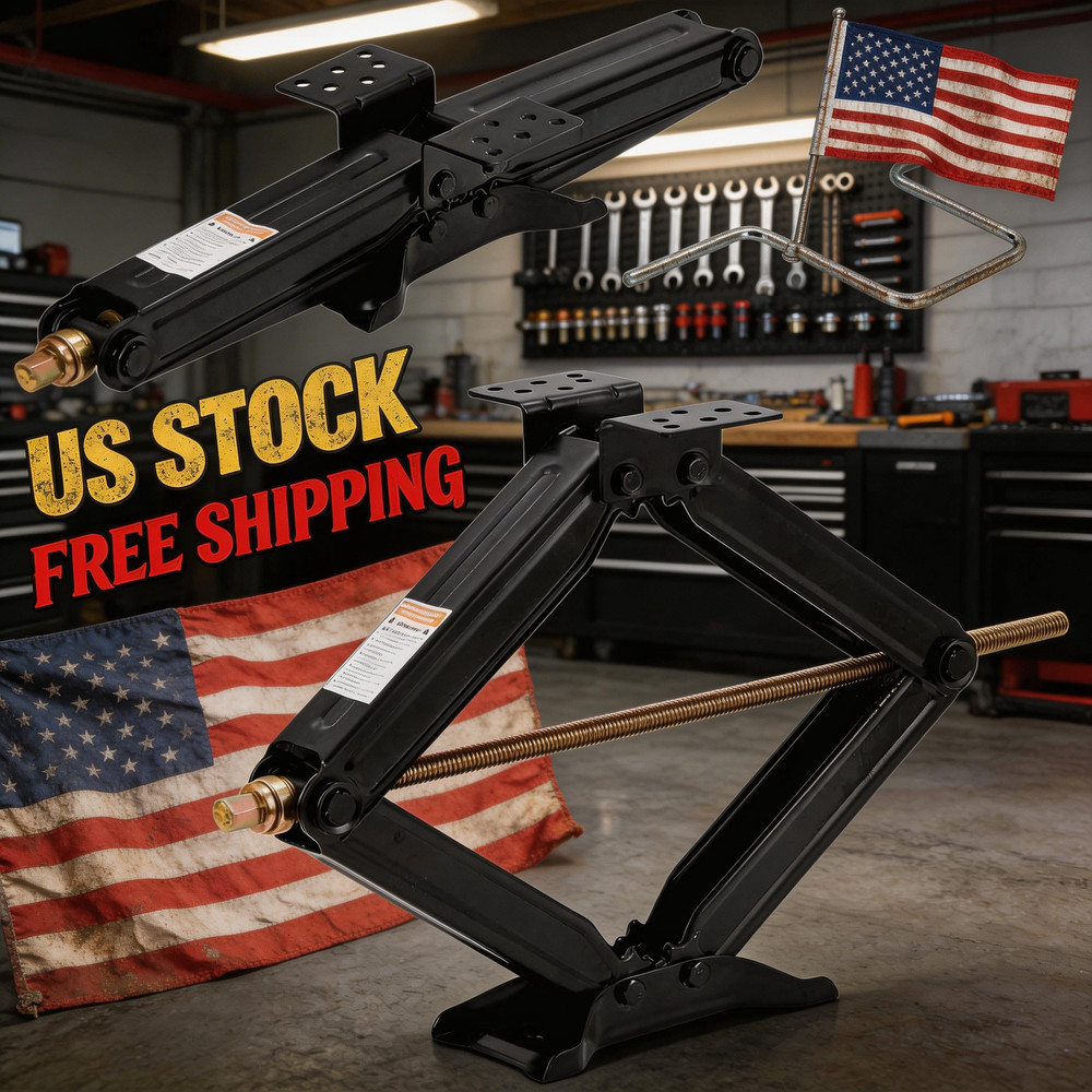 24" RV Scissor Jack 7500lb Leveling Stabilizer with Crank Handle Heavy Duty