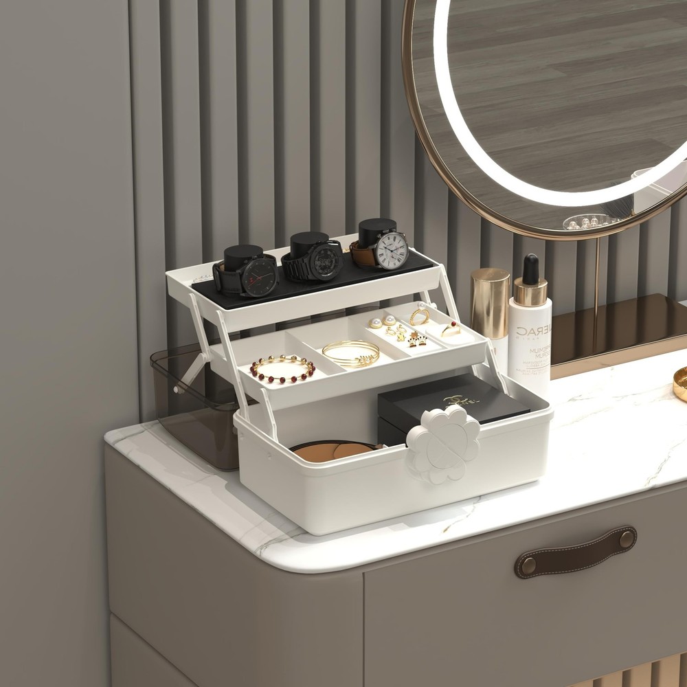 3-Layer Plastic Dividing Storage Box，Multifunctional Plastic Tool Box wit