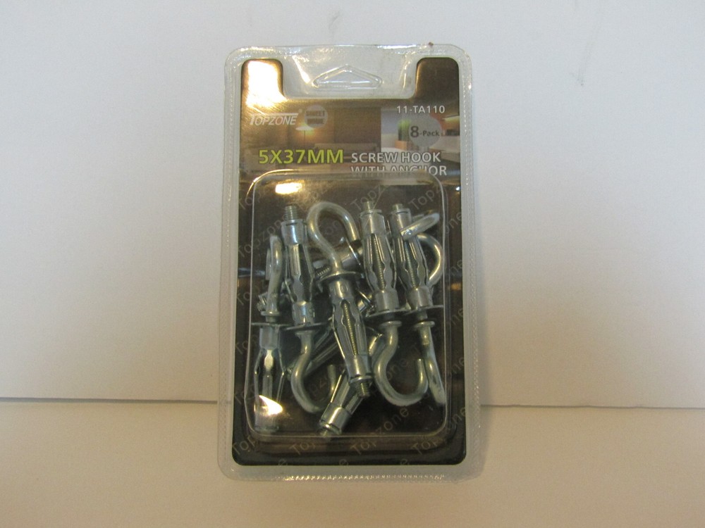 8pcs/pack - 5 x 37mm Screw Hook with Anchor