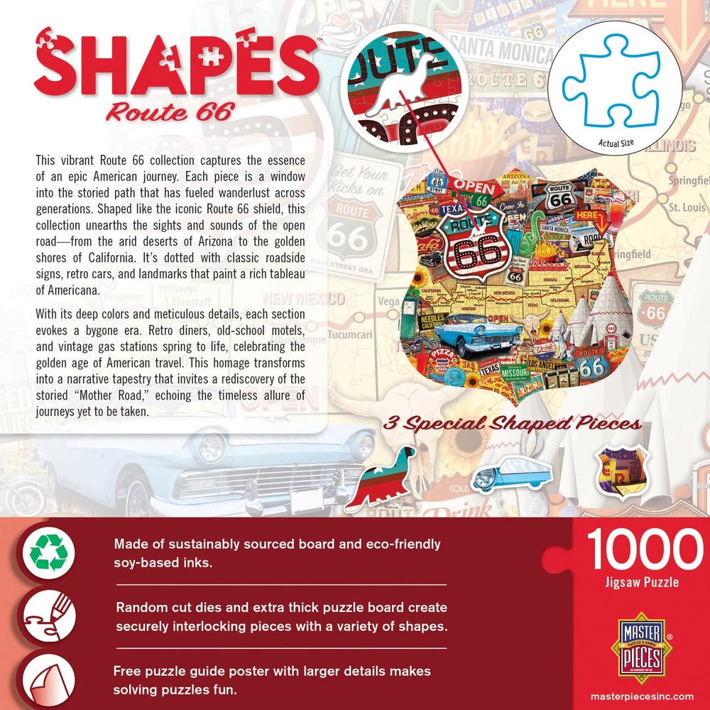 MasterPieces - Route 66 1000 Piece Shaped Jigsaw Puzzle