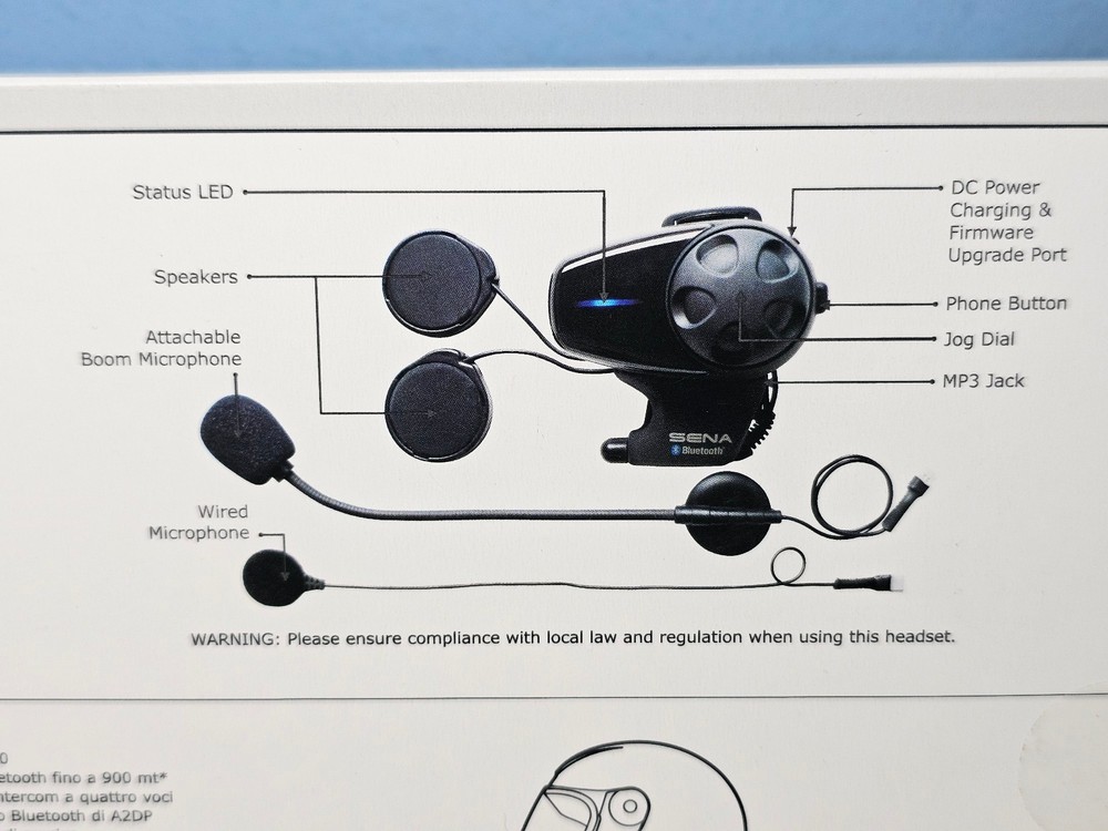 Sena SMH10 Motorcycle Bluetooth Headset & Intercom Universal Microphone Kit New!