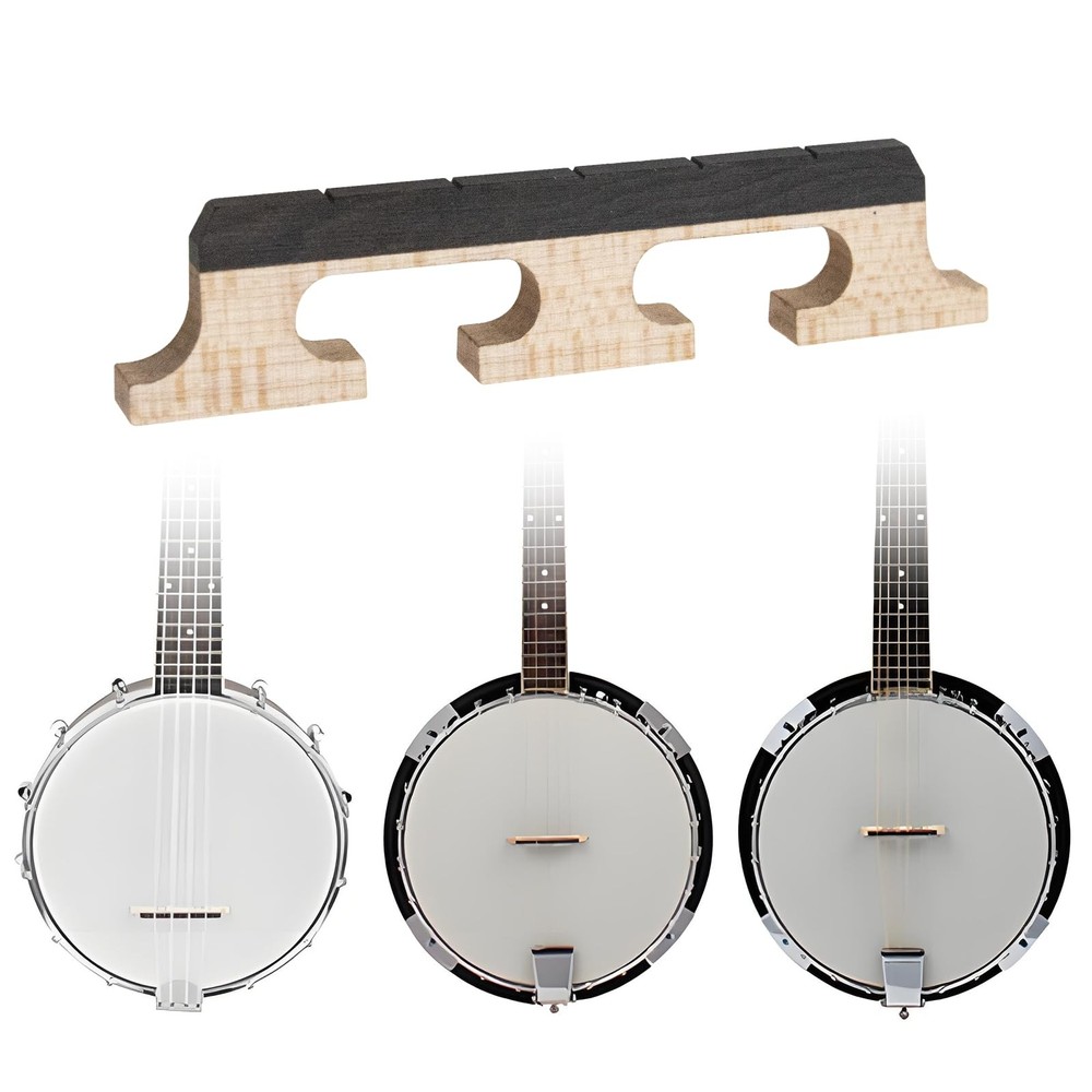 Soundspire 3-Pack 5-String Banjo Bridge, Ebony Maple 5-String, multi-colored