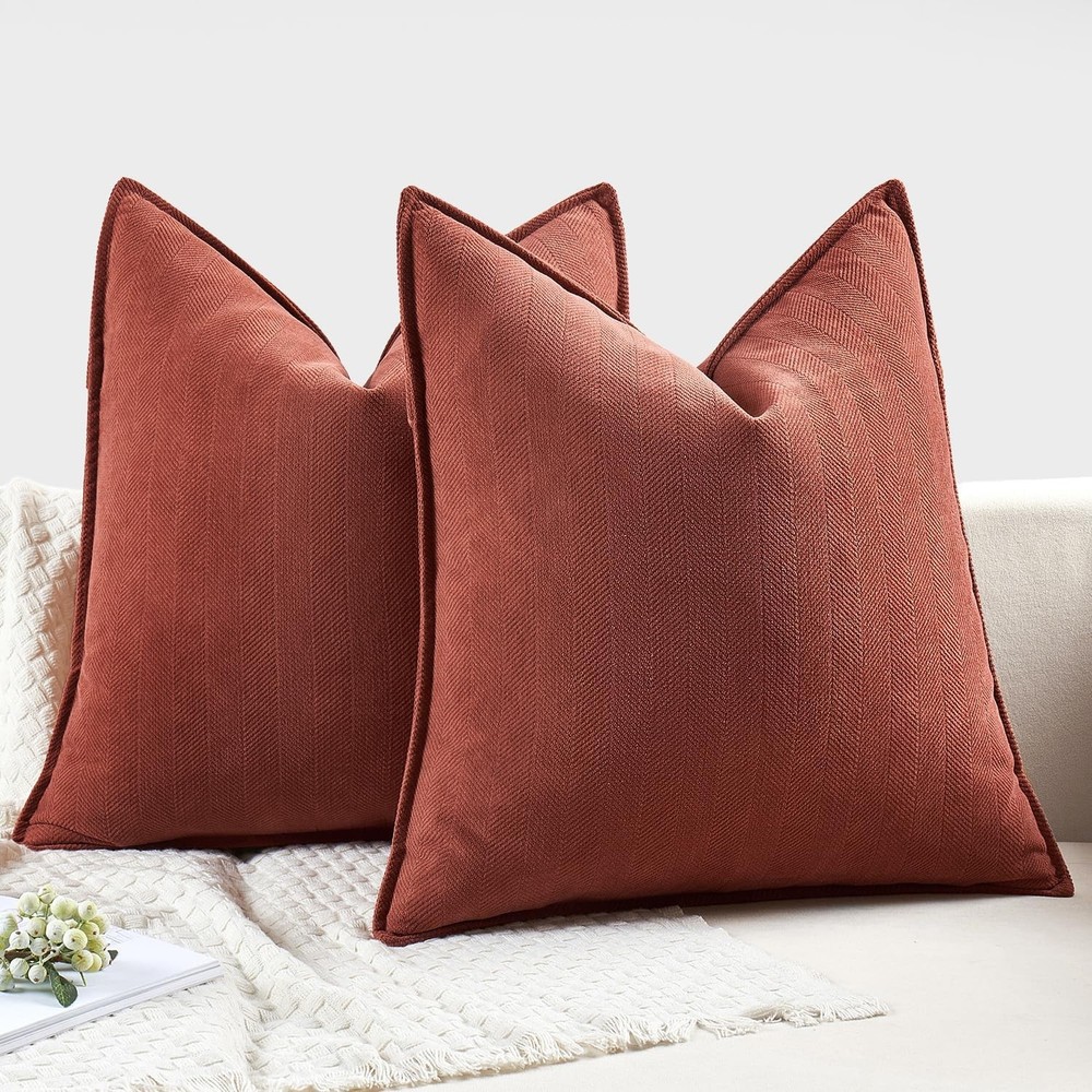 MIULEE Pack of 2 Rust Decorative Pillow Covers 18" x (Pack 2),