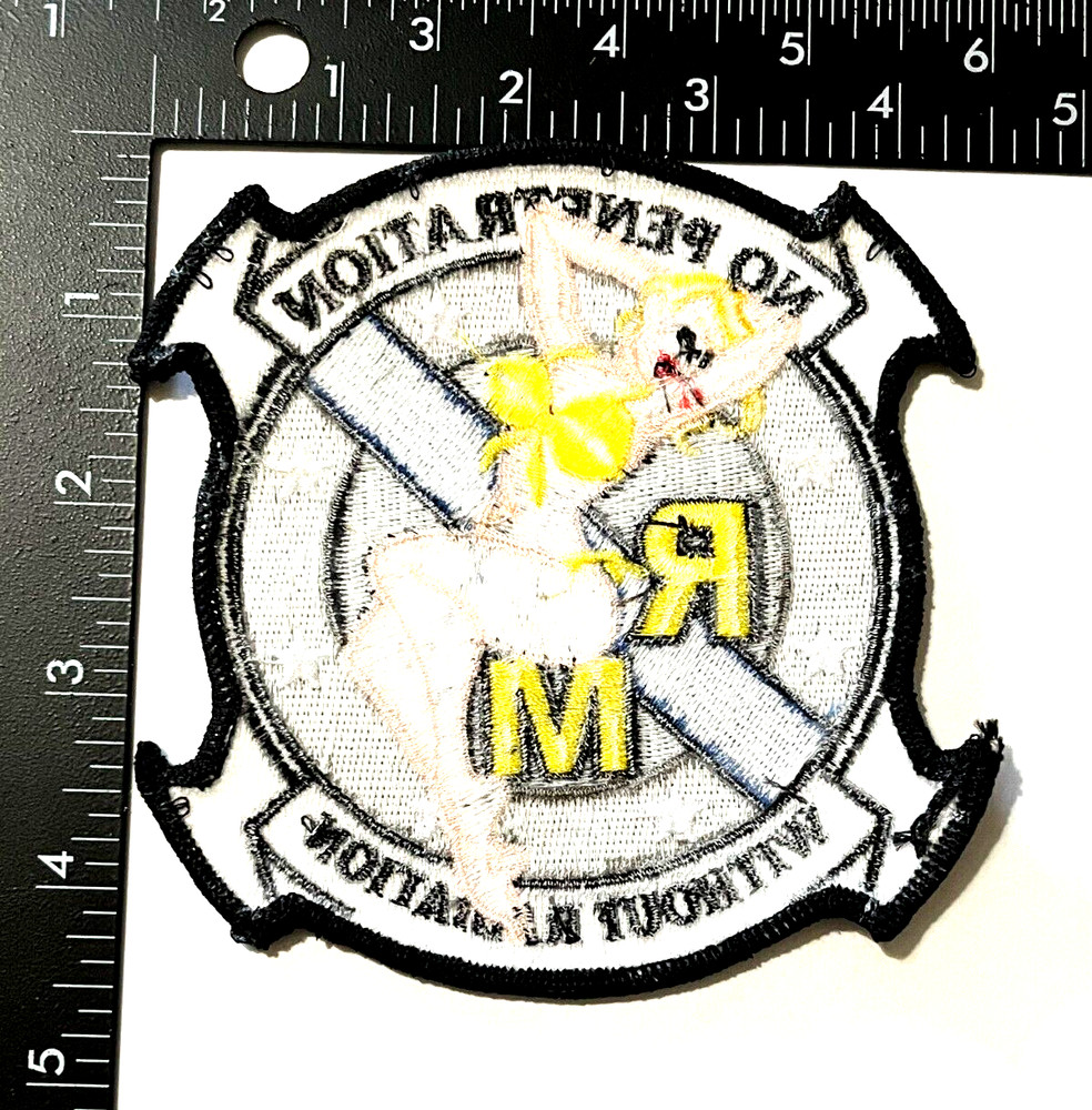 USMC AVIATION VMAQ-4 "NO PENETRATION WITHOUT RADIATION " TAIL CODE RM PATCH (MC)
