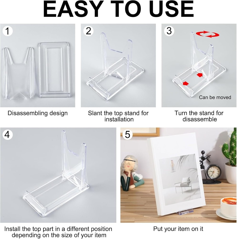 12 Pack Acrylic Book Stand for Display Adjustable Clear Book Display Holder Ease
