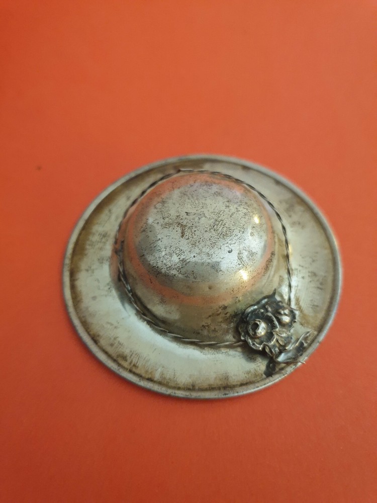 Antique Sterling Silver Hat Handmade Miniature.