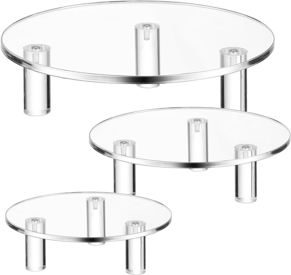 3 Pcs Acrylic Display Riser Round Stand Clear clear