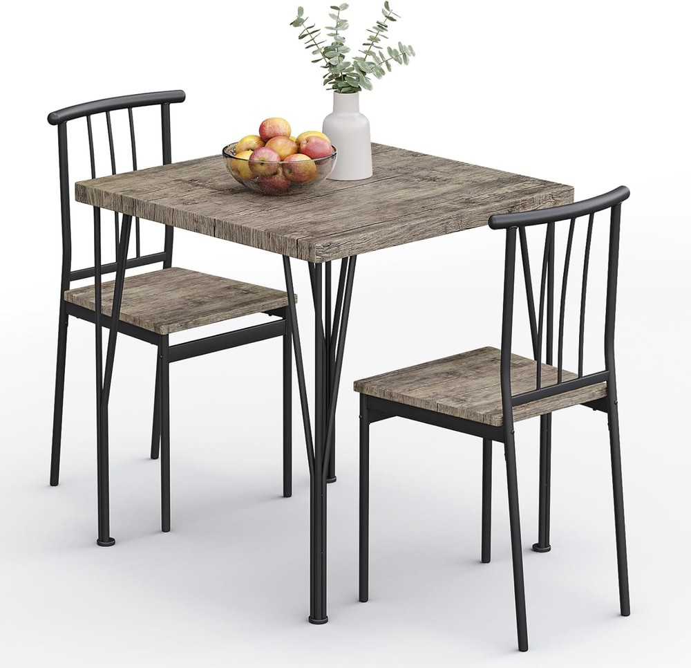 3-Piece Dining Table Set - Space-Saving Kitchen Table with 2 Chairs, Easy Assemb
