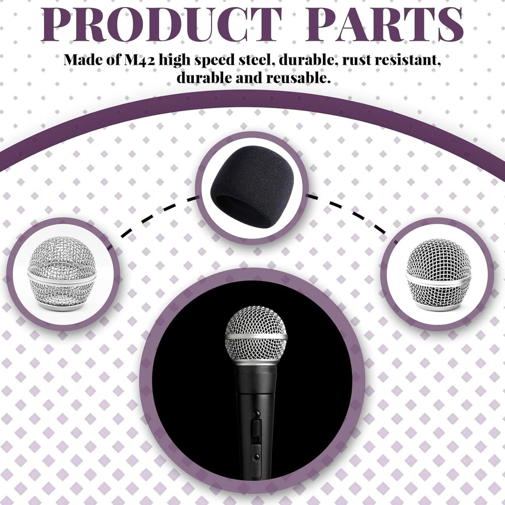 4 Pack SM58 Microphone Head Replacement Standard Size Grille Mic