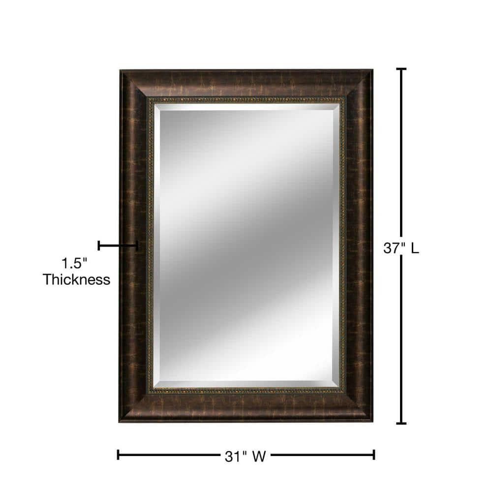 Bathroom Vanity Mirror 31 x 37 in. Framed Rectangular Beveled Edge Bronze Bath