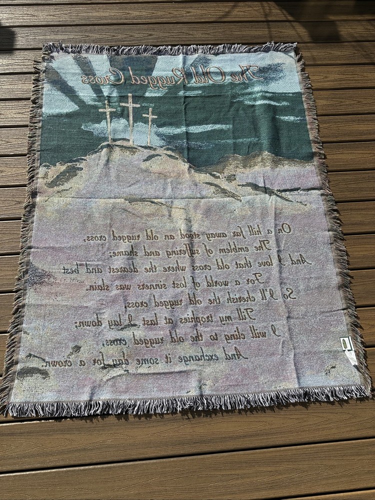 The Old Rugged Cross Tapestry Throw Blanket 49x61”