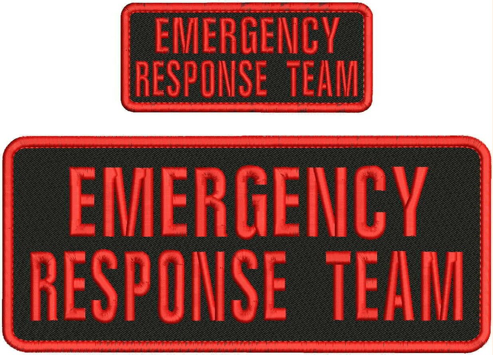 E RESPONSE TEAM EMBROIDERY PATCH 4X10 AND 2X5 HOOK ON BACK BLK/RED