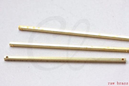 8 件原始黄铜方条带两个孔 2x65 毫米 (c)-