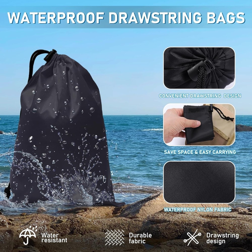 iMucci Upgrade Waterproof Drawstring Bag Sack Nylon Ditty for Black
