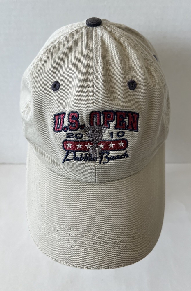 U.S. Open Golf Hat 2010 Pebble Beach Beige Red Strap Back USGA