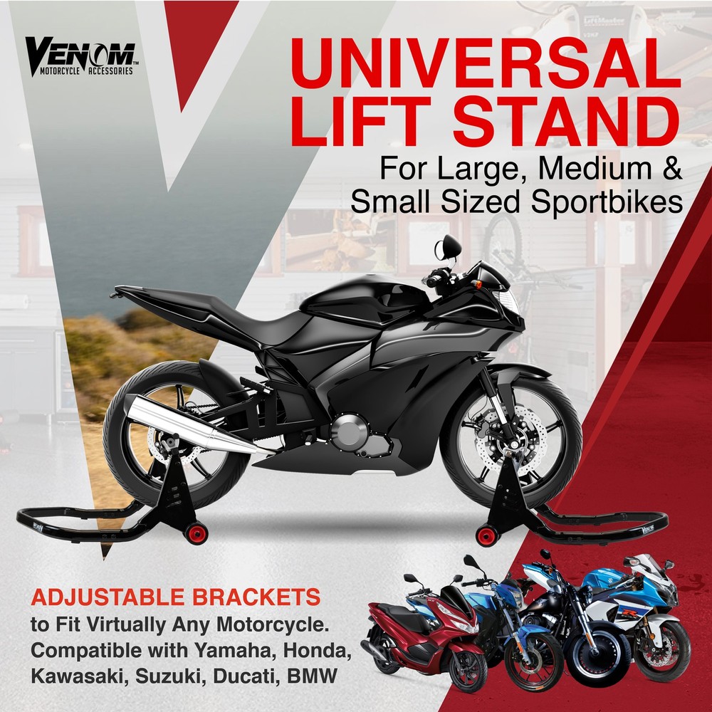Universal Motorcycle Stand Combo For Front & Rear Wheel, Stable & Durable