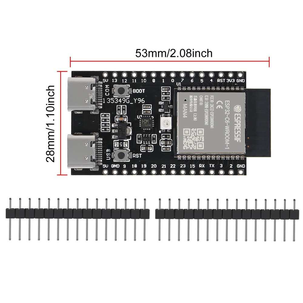3 PCS ESP32C6WROOM1 Dual Core TypeC Development Board MCU WiFi Module