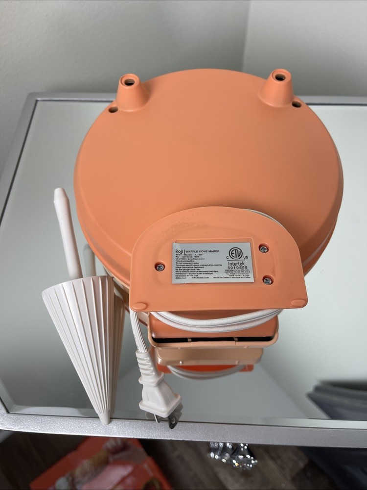 Koji Orange Cone Waffle Maker with White Cone