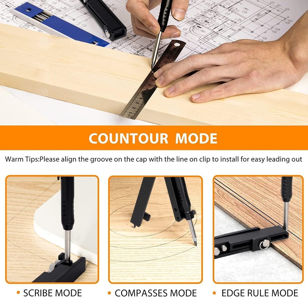 Multi-function Scribing Tool- Construction Pencil- Aluminum Alloy Scribe Tool...