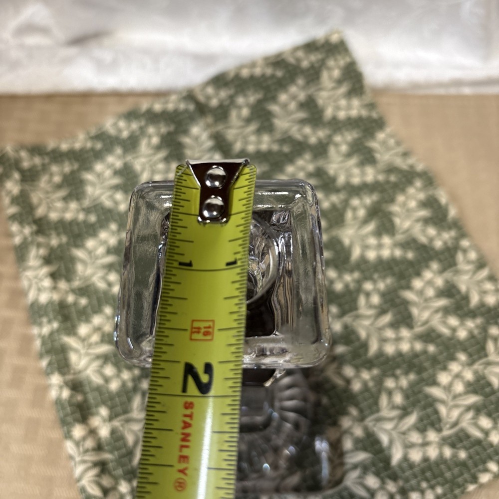 Clear Pressed Glass Candlestick Holder Sunburst Pattern Decorative 8 Inch