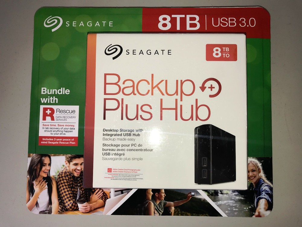Seagate Backup Plus Hub 8TB External Hard Disk Drive HDD USB Host Desktop Storag