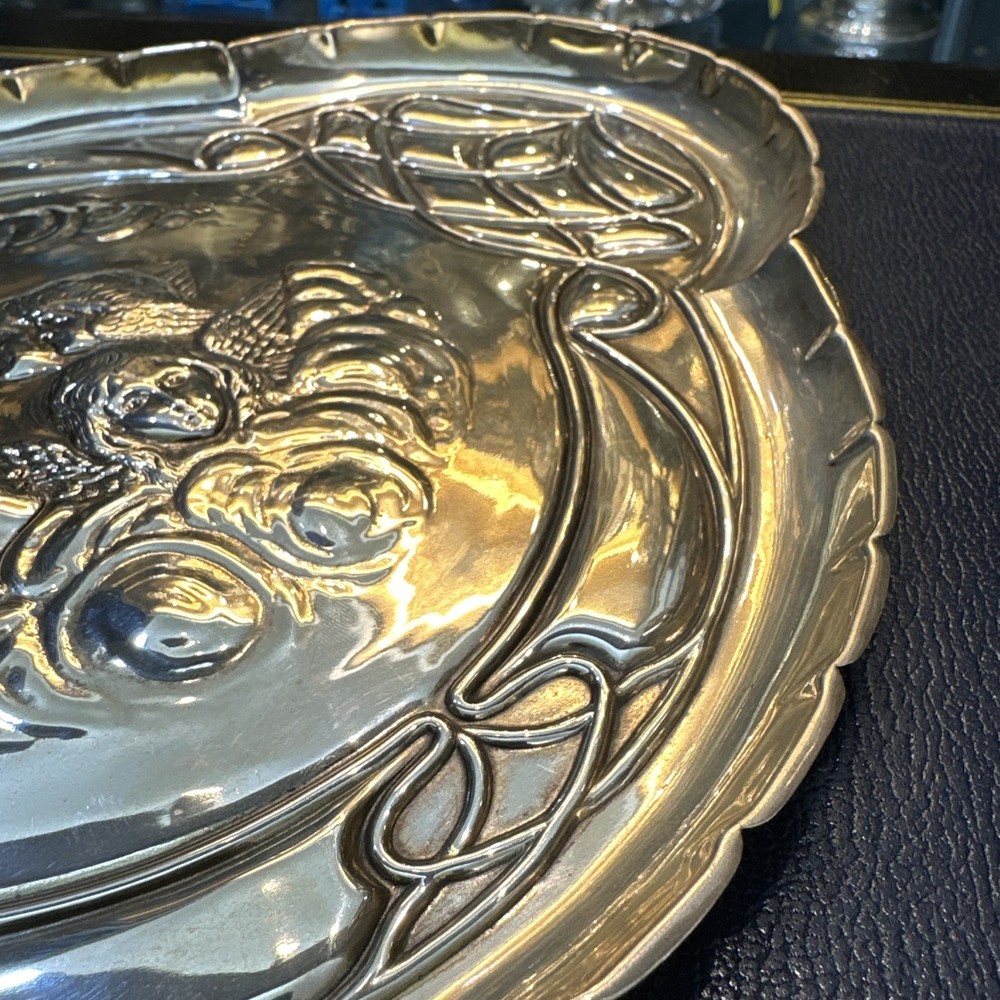 A English Silver Hand Embossed Dressing Table Tray, Hallmarked Birmingham 1904