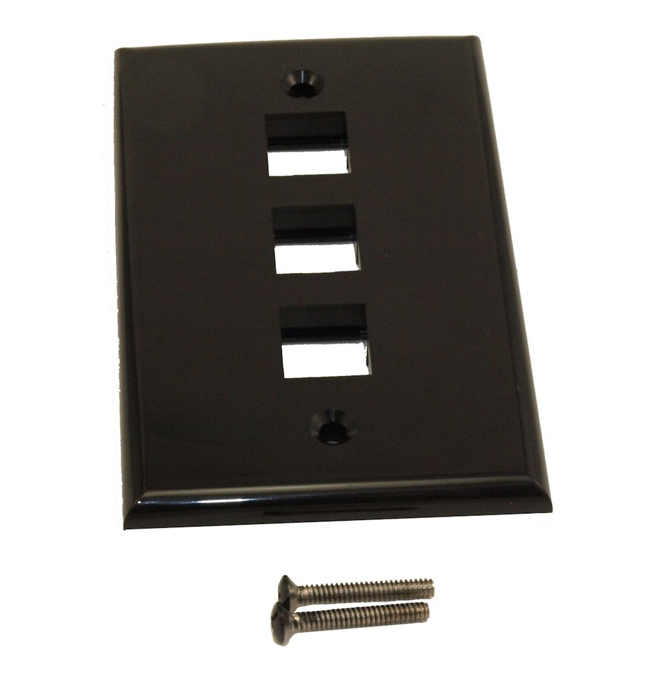 Wallplate: Keystone  3 Hole - Black