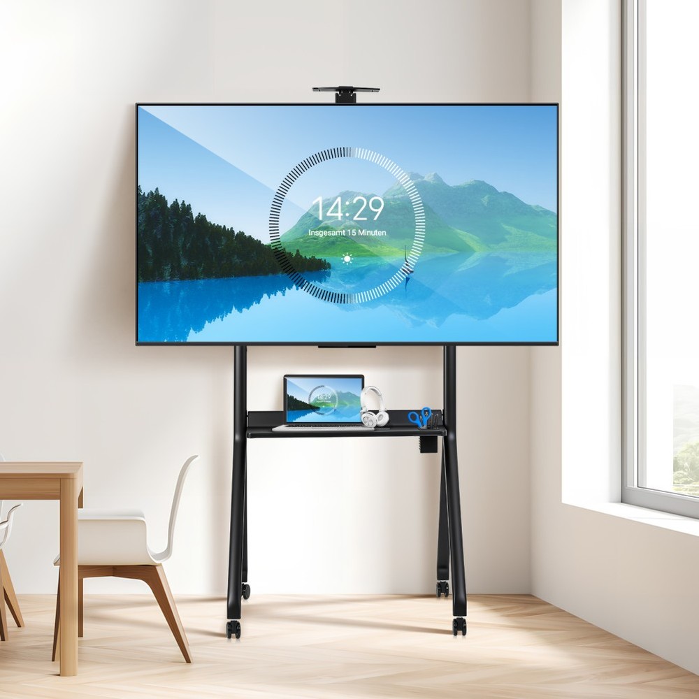 Smart Board Stand for 42"-86"Interactive Whiteboard Mobile Lockable Wheels Black