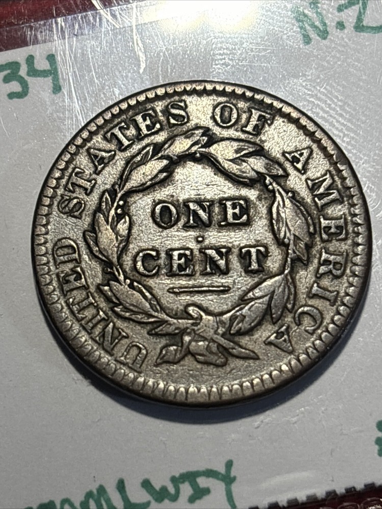 1834 Coronet Large Cent US Copper Newcomb 2 Variety