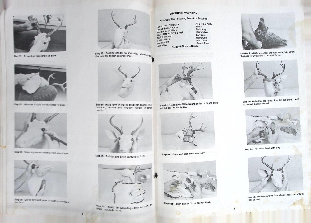 1983 Authentic Taxidermy Systems Deerhead Mounting Kit Instructions Guide